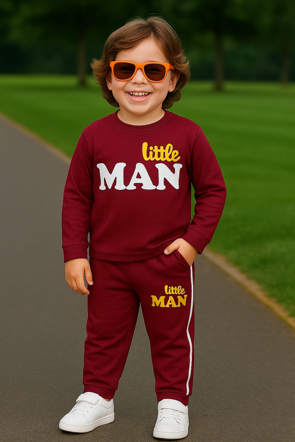 Boys Little Man Style Tracksuit | Soft Cotton Jersey Fabric | Comfortable Spring Outfit for Kids | Available in 2 Colors: Maroon & Royal Blue | Sizes 1 to 6 Years | Stylish Sportswear & Casual Wear | Discount Price Rs.1049 with Free Delivery in Pakistan